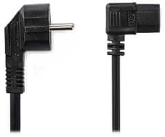 Nedis napájecí kabel 230V/ přípojný 10A/ úhlový konektor IEC-320-C13/ úhlová zástrčka Schuko/ černý/ bulk/ 2m