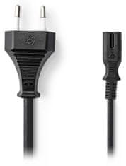 Nedis napájecí kabel 230V pro adaptéry/ přípojný/ Euro zástrčka/ konektor IEC-320-C7/ dvoulinka/ černý/ bulk/ 3m