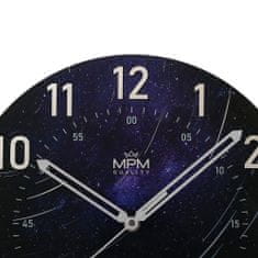 MPM QUALITY Nástěnné skleněné hodiny MPM Star, tmavě modrá