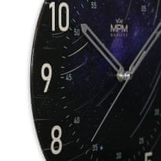 MPM QUALITY Nástěnné skleněné hodiny MPM Star, tmavě modrá