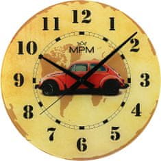 MPM QUALITY Nástěnné skleněné hodiny MPM retro, béžová