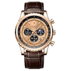 Lige Elegantní pánské hodinky 8989-11 v růžovém zlatě s dárkem ZDARMA!