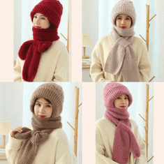 Sofistar Zimní univerzální pletená šála s kapucí pro ženy, šedá