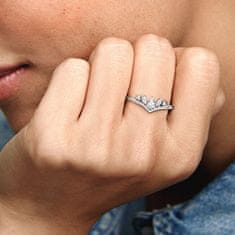 Pandora Něžný stříbrný prsten s kamínky Wishbone 199109C01 (Obvod 52 mm)