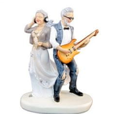 MojeParty Svatební dekorace - Figurka na dort Manželé s kytarou 11 x 5,8 x 15 cm