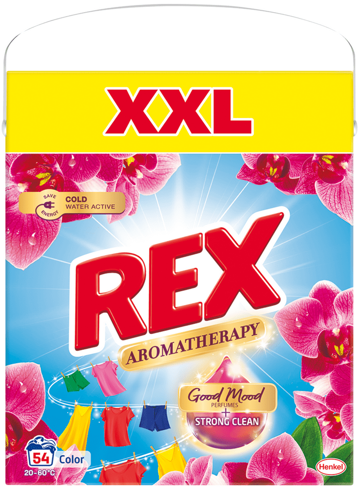 Levně Rex Prací prášek Aromatherapy Orchid Color BOX 54 praní, 2,97 kg
