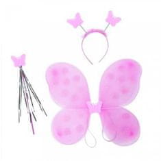 Rappa Světle růžové motýlí křídla s čelenkou a hůlkou
