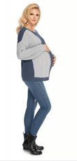 Be MaaMaa Těhotenský svetr, pletený vzor - jeans/šedá, vel. UNI