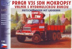 SDV Model Praga V3S hasiči, valník s hydraulickou rukou SDH Mokropsy, Model Kit 130, 1/87
