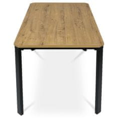 Autronic Stůl jídelní, 140x80 MDF deska, dýha divoký dub, kovové nohy, černý lak