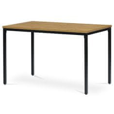 Autronic Stůl jídelní, 120x70 MDF deska, dýha divoký dub, kovové nohy, černý lak