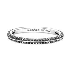 Pandora Minimalistický stříbrný prsten s černými krystaly Me 199679C02 (Obvod 50 mm)