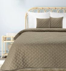 Eurofirany Dekorativní přehoz na postel LEN 170x210 tmavě béžový prošívaný s geometrickým vzorem