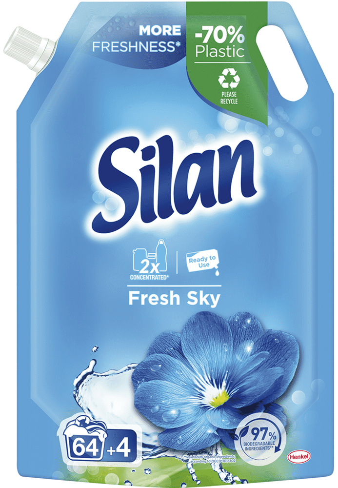 Levně Silan koncentrovaná aviváž Fresh Sky doypack 68 praní, 748 ml