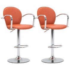 Vidaxl Barové stoličky s područkami 2 ks oranžové umělá kůže