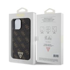 Guess  PU Leather 4G Triangle Metal Logo Zadní Kryt pro iPhone 13 Pro Max Black