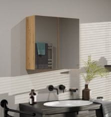 Topeshop Závěsná koupelnová skříňka POLA 60 cm se zrcadlem dub artisan