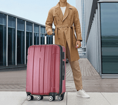 SONNENH Červené tvrdé skořepinové příruční zavazadlo materiál ABS, univerzální kolo dvojité kolo, se zámkem TSA pro větší bezpečnost, XL