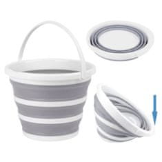 MAXXX Skládací silikonový kbelík 10 litrů, bílo-šedý, samostatně