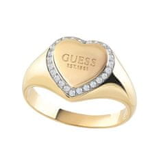 Guess Romantický pozlacený prsten Fine Heart JUBR01430JWYG (Obvod 52 mm)