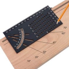 Netscroll 3D úhlový měřicí nástroj z hliníkové slitiny, mutifunkční pravítko pro práci se dřevem čtvercové měřící pravítko měřící pravítko, úhlové pravítko T 45/90 stupňů, CornerCraft