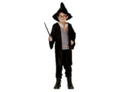 Kostým čaroděj Harry, set košile, kabát, kalhoty, klobouk 130/140
