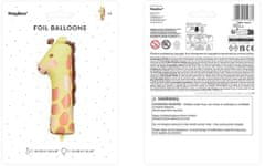 KIK Fóliový balónek číslo "1" - Žirafa 42x90 cm