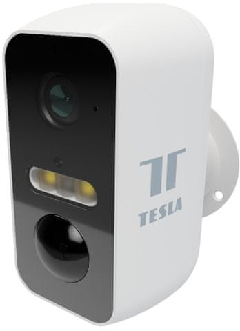 Tesla Smart Camera Battery CB500 do exteriéru outdoor kamera WiFi venkovní kamera Wifi připojení napájení ze zásuvky hlasové ovládání mobilní aplikace detekuje pohyb i zvuk záznam na cloud microSD full 2K rozlišení záznamu ovládací aplikace PTZ funkce polohovatelná kamera obousměrné audio oboustranná komunikace ovládání aplikací noční vidění IR dosvit LED přísvit kvalitní venkovní kamera USB-C port Wi-Fi připojení
