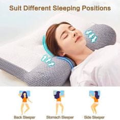 Netscroll Prvotřídní ergonomický polštář pro pohodlný a kvalitní spánek, který poskytuje optimální podporu krku a zad pro všechny spánkové polohy, probuďte se odpočatí, ErgonomicPillow