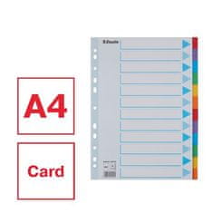 Esselte Rejstříky "Standard", popisovatelná titulní str., mix barev, karton, A4, 12 dílů 100194