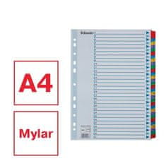 Esselte Zesílené rejstříky "Mylar", mix barev, karton, A4, 1-31 100164