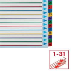 Esselte Zesílené rejstříky "Standard", popisovatelná titulní str., mix barev, karton, A4 Maxi, 1-31 100210