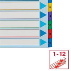 Esselte Zesílené rejstříky "Standard", popisovatelná titulní str., mix barev, karton, A4 Maxi, 1-12 100209