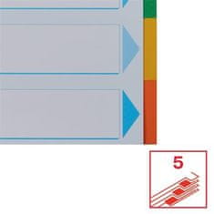 Esselte Rejstříky "Standard", popisovatelná titulní str., mix barev, karton, A4, 5 dílů, 100191