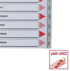 Esselte Rejstříky, šedá, A4, plast, Jan-Dec 100114