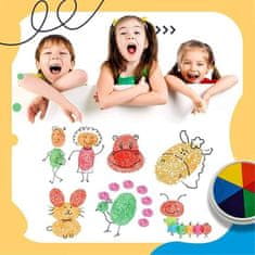 Netscroll Barevný set na malování prsty pro děti + omalovánka, netoxické, snadno omyvatelné barvy, které se jednoduše smyjí vodou, ideální pro kreativní hru a uměleckou výchovu, FingerPaintingSet