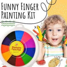 Netscroll Sada 12 barev na tvoření rukama + omalovánka, dárky, nápad na dárek, vánoční dárky, FingerPaintingSet