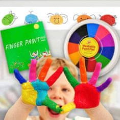 Netscroll Barevný set na malování prsty pro děti + omalovánka, netoxické, snadno omyvatelné barvy, které se jednoduše smyjí vodou, ideální pro kreativní hru a uměleckou výchovu, FingerPaintingSet