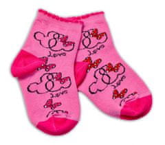 Baby Nellys Bavlněné ponožky Minnie Love - tmavě růžové, vel. 122/128, (17-18 cm)