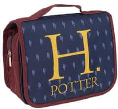 CurePink Kosmetická taška Harry Potter: Erb H.Potter (25 x 20 x 0,5 cm) modrá polyester