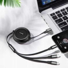 BASEUS USB - USB typ C / microUSB / Lightning kabel Baseus CAMLT-JH01 1,2 m černý