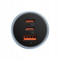 BB-Shop Baseus Golden Contactor nabíječka do auta USB-A + 2x USB-C 65W QC4.0