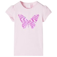 Greatstore Dětské tričko s nabíranými rukávy bledě růžové 104