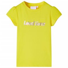 Vidaxl Dětské tričko s nabíranými rukávy jasně žluté 104