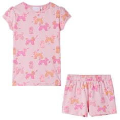 Vidaxl Dětské pyžamo s krátkým rukávem světle růžové 128