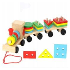KOMFORTHOME Montessori dřevěný vlak s kostkami skládačka Sorter