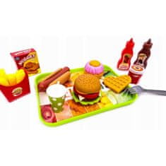 KOMFORTHOME Hračka Jídlo Rychlé občerstvení Hamburger Hot Dog Hranolky Vafle Tác