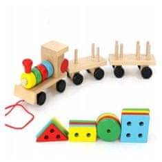 KOMFORTHOME Montessori dřevěný vlak s kostkami skládačka Sorter