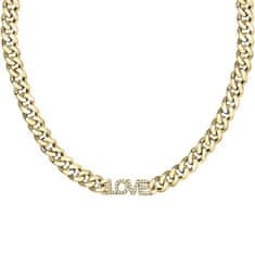 La Petite Story Výrazný pozlacený náhrdelník s krystaly Love LPS10ASD09