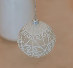 Decor By Glassor Skleněná koule s bílým dekorem (Velikost: 6)